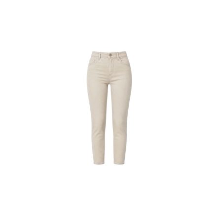 Beige cropped straight jeans