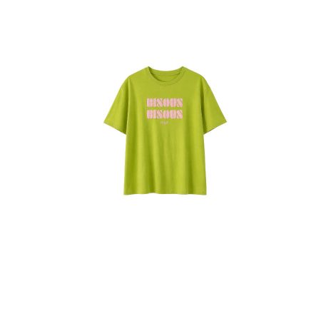 Groen shirt met roze opdruk