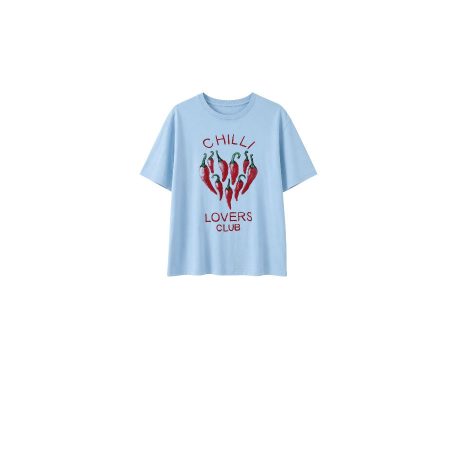Lichtblauw shirt met opdruk