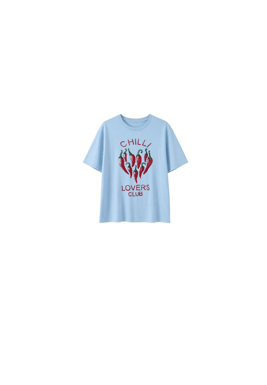 Lichtblauw shirt met opdruk