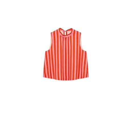 Roze/rood mouwloze blouse