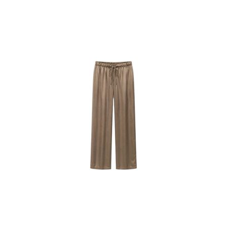 Taupe glans broek met rechte pijp