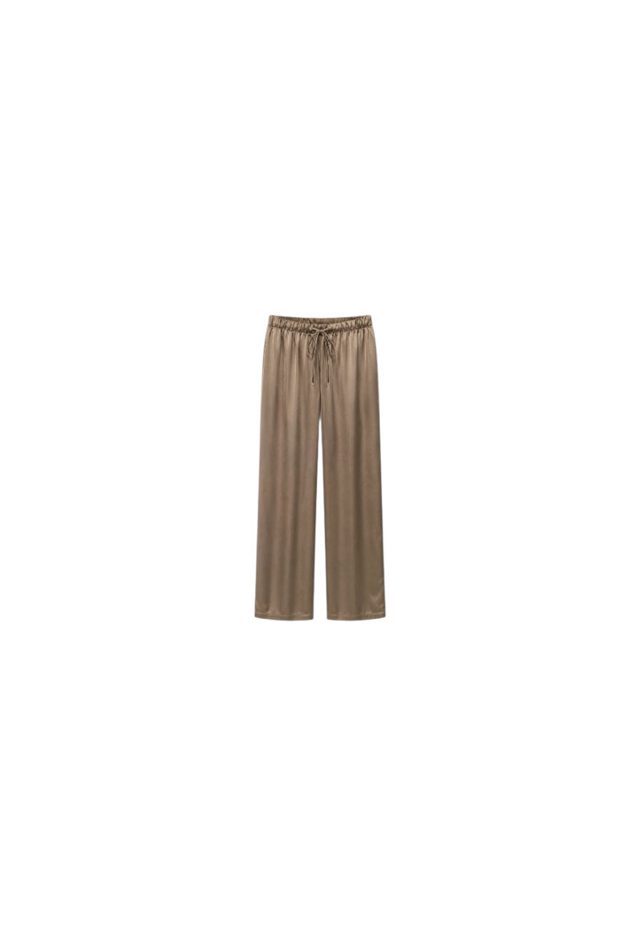 Taupe glans broek met rechte pijp