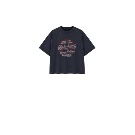 Donkerblauw mêlee shirt met opdruk