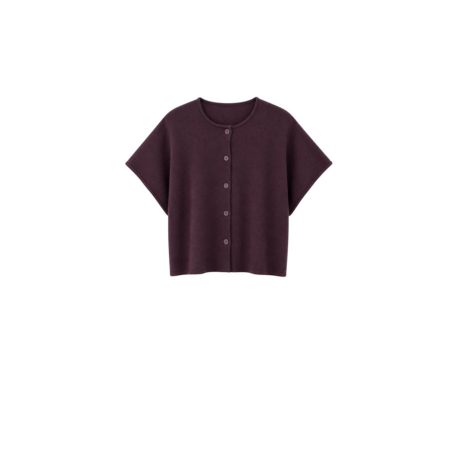 Aubergine vestje met strikceintuur