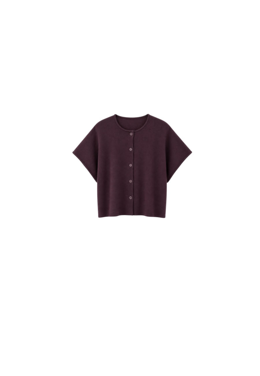 Aubergine vestje met strikceintuur
