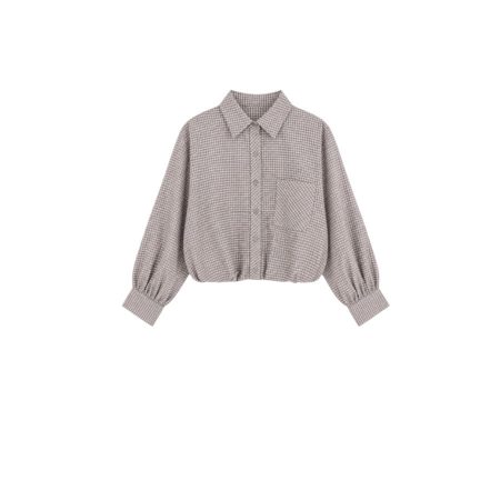 Ballon blouse met ruitpatroon
