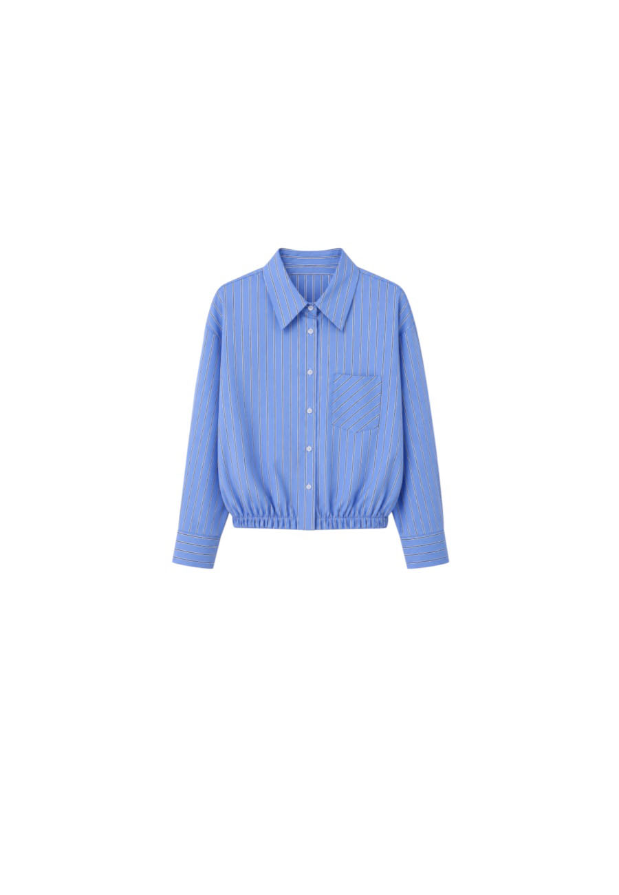 Lichtblauwe gestreepte blouse