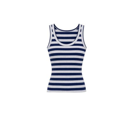 Blauw/grijs gestreept ribbelhemdje