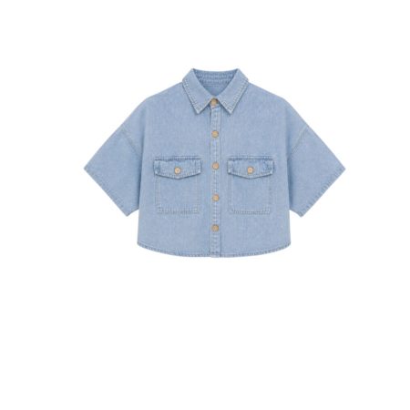 Cropped jeans blouse/jasje korte mouwen