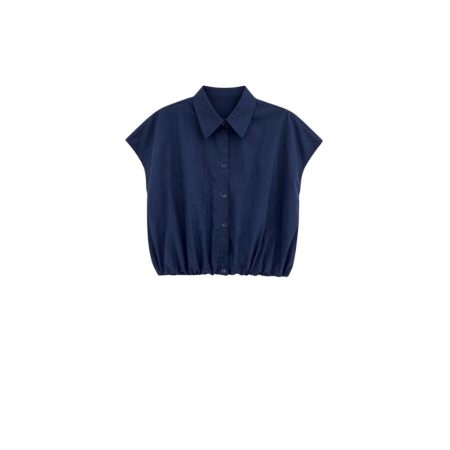 Donkerblauwe mouwloze blouse