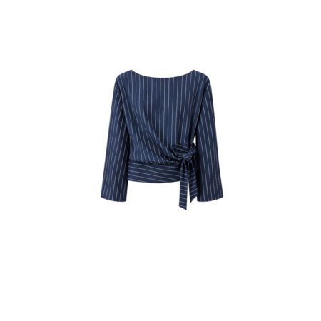 Donkerblauwe top met krijtstreep