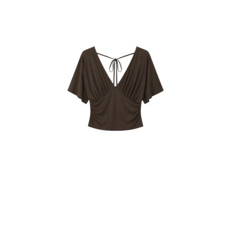 Donkerbruine v-hals top