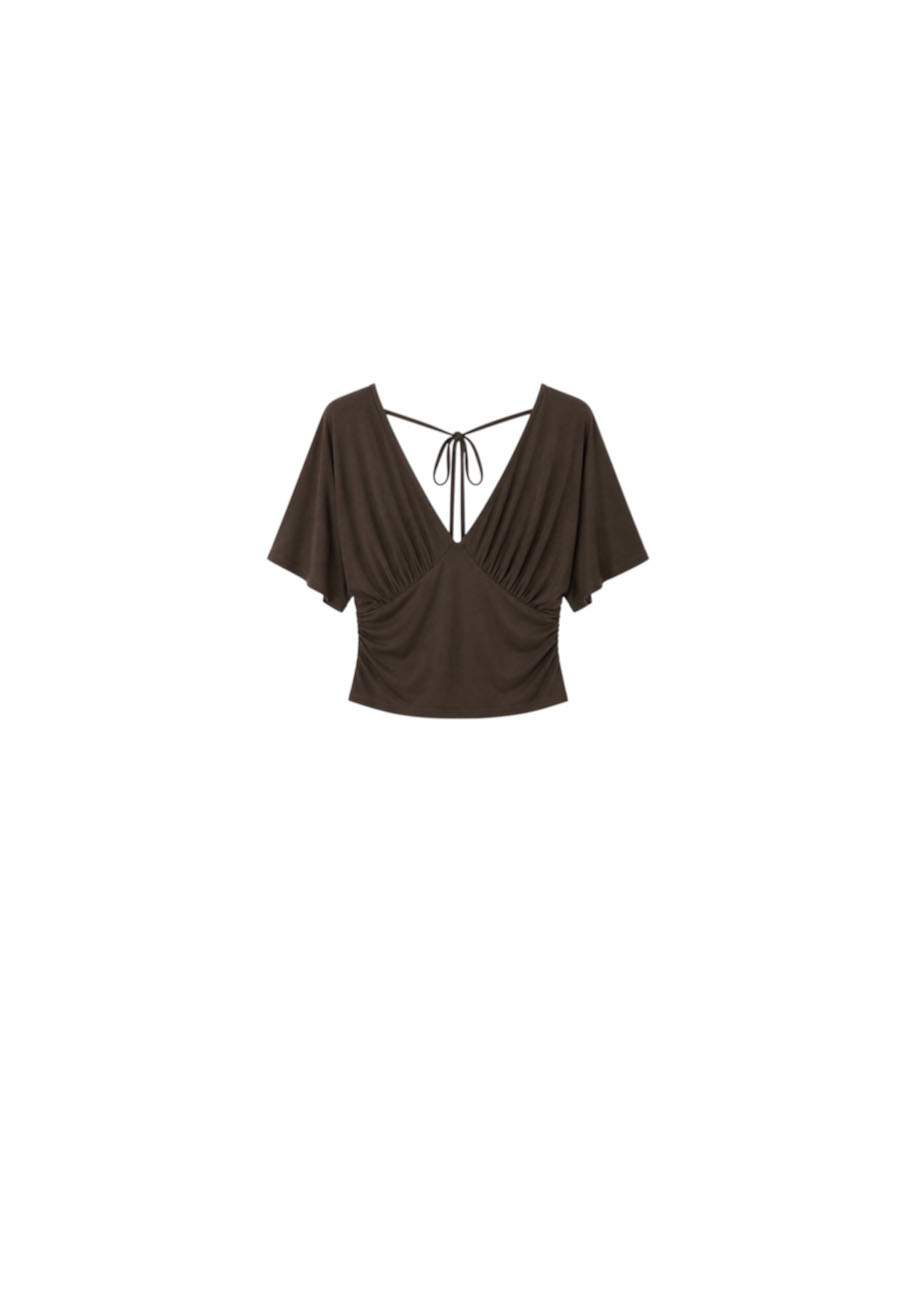 Donkerbruine v-hals top