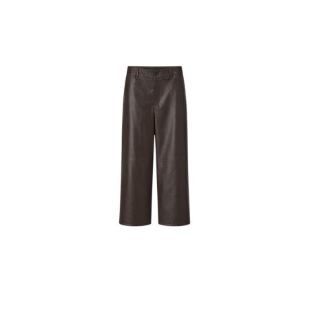 Donkerbruine leer look broek