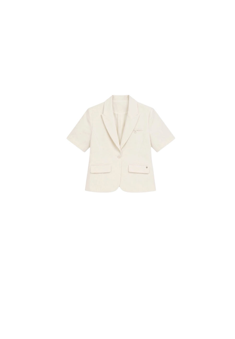 Ecru blazer korte mouwen