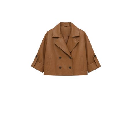 Faux fur kort jasje chestnut