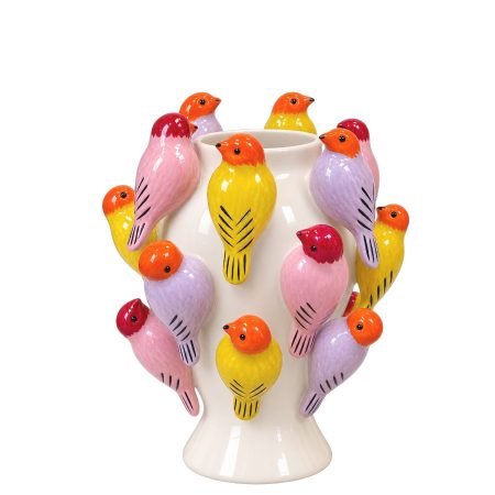 Vrolijke vogel vaas, handmade