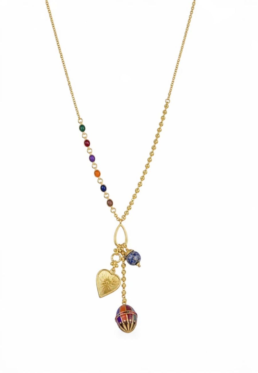 Luxe lange ketting met kralen en bedels