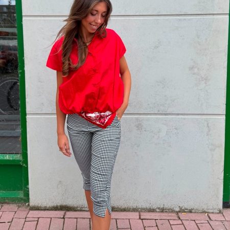 Capri broek zwart/wit geruit