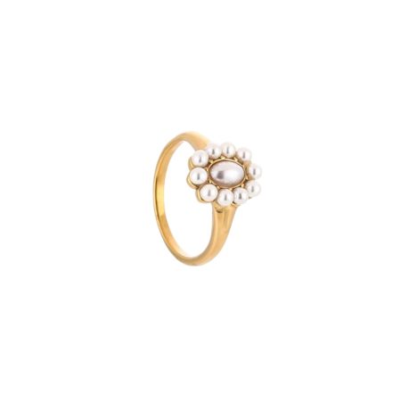 Goudkleurige ring met kraaltjes