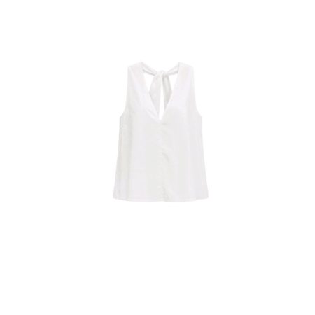 Witte katoenen top met v-hals