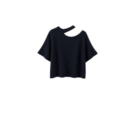 Zwart truitje met asymmetrisch cut-out bij de hals