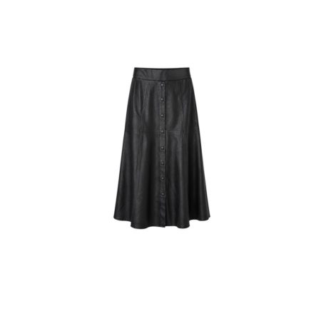 Zwarte leer look midi rok