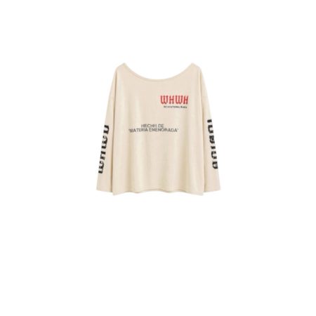 Beige oversized shirt met boothals