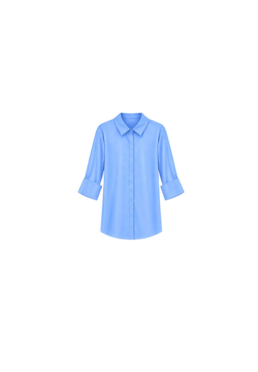 Basic blauwe overhemd blouse