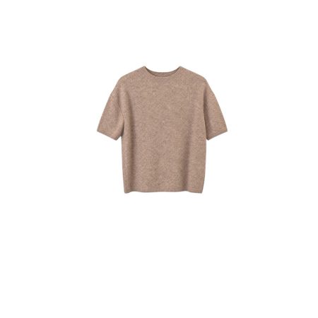 Basic zacht gebreid camel mêlee truitje