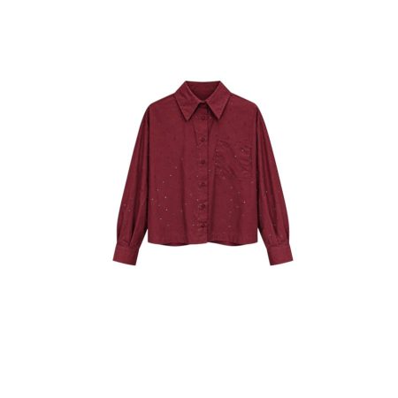 Burgundy blouse met studs
