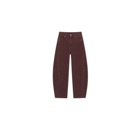 Burgundy full stretch barrel jeans