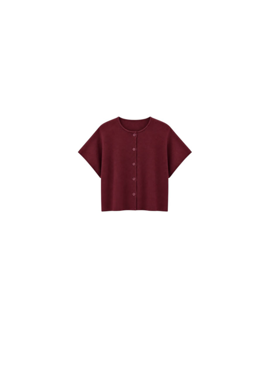 Bordeaux vestje met strikceintuur