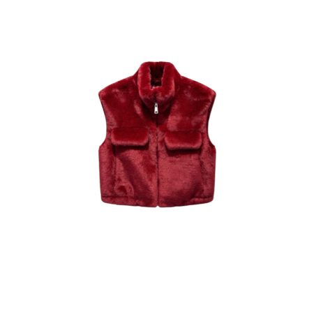 Burgundy fake fur gilet