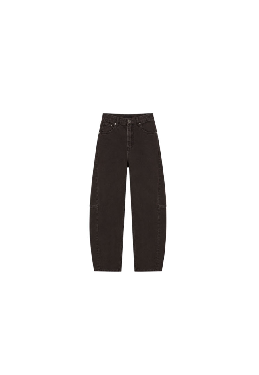 Donkerbruine full stretch barrel jeans