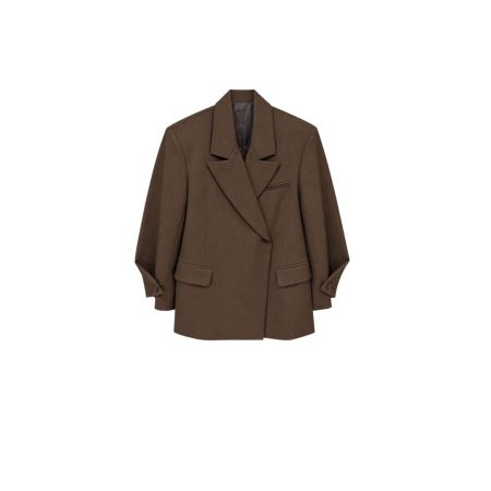 Donkerbruine oversized blazer met leuk detail bij de manchetten