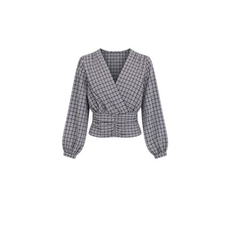 Top met ruit patroon en gesmokte details bij taille