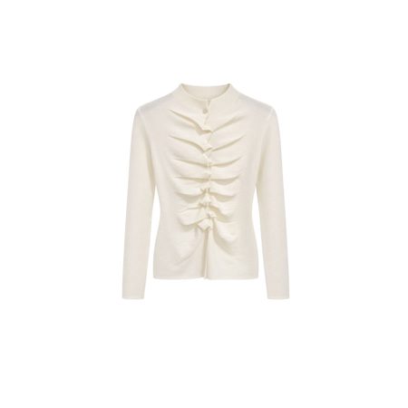 Off white vestje met geplooide ruches