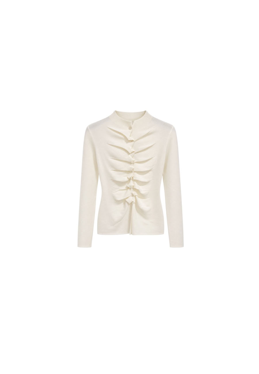 Off white vestje met geplooide ruches