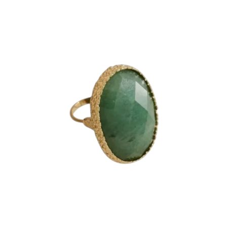 Goudkleurige verstelbare statement ring met steen
