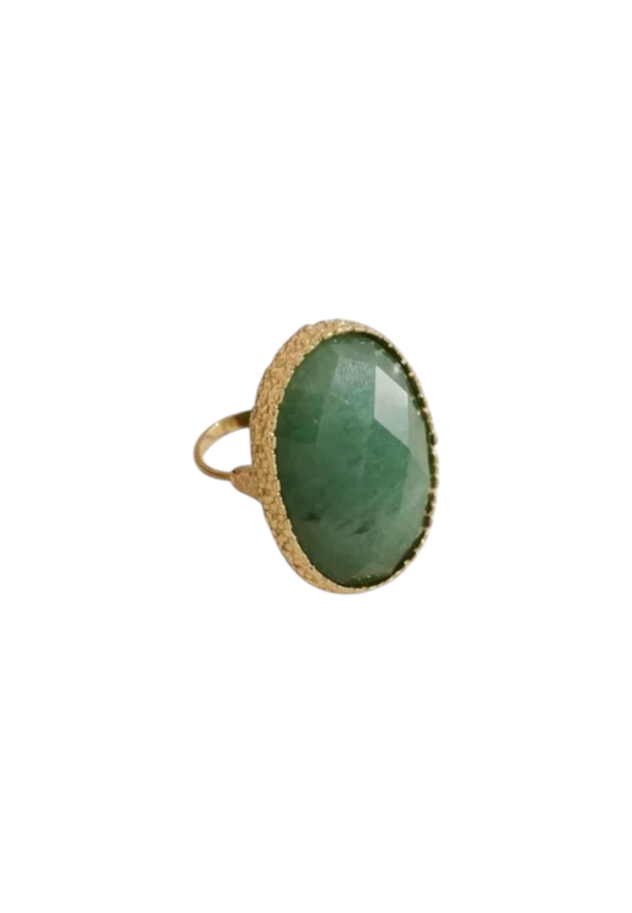 Goudkleurige verstelbare statement ring met steen