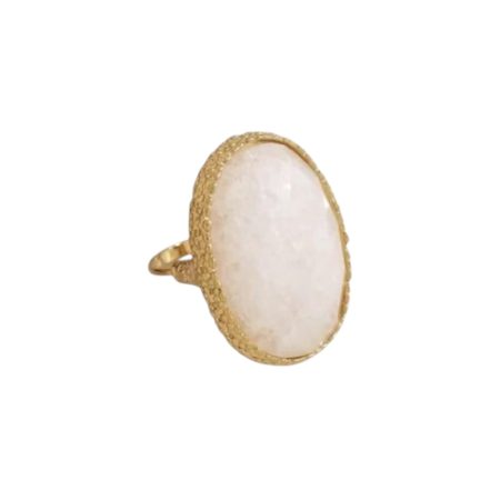 Goudkleurige verstelbare statement ring met steen