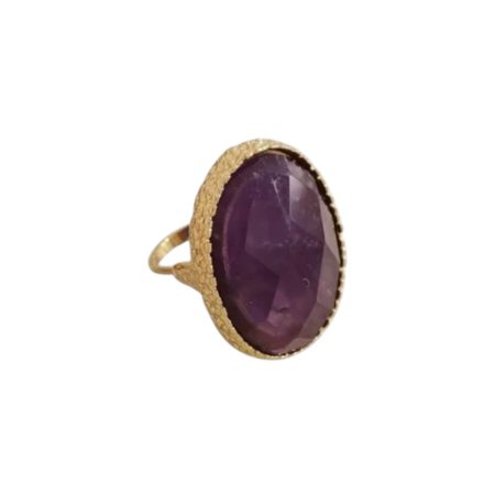 Goudkleurige verstelbare statement ring met steen