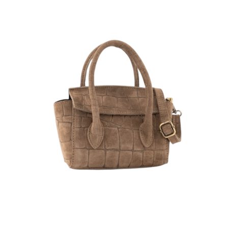 Sand croco leren handtas