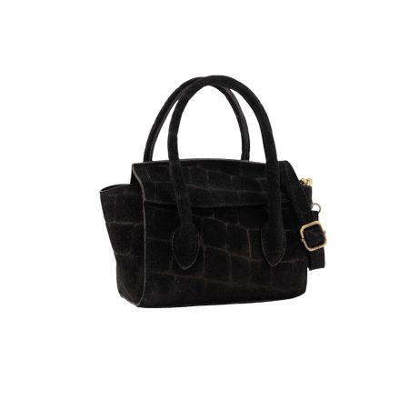 Bruine croco leren handtas