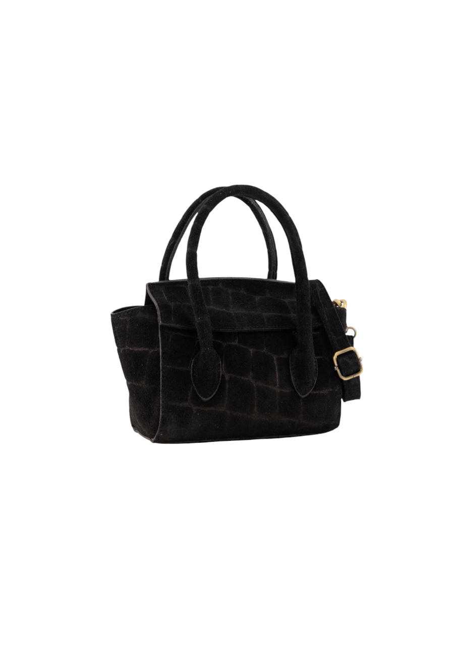 Bruine croco leren handtas