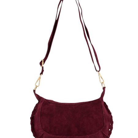 Bordeaux suede leren handtas