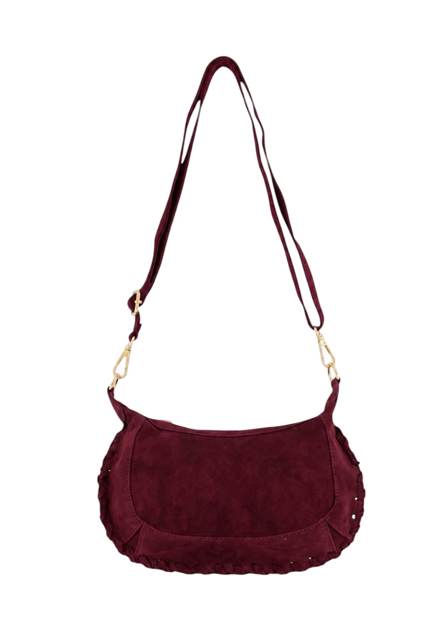 Bordeaux suede leren hangtas
