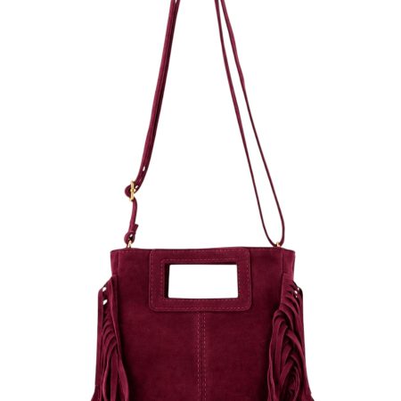 Bordeaux suede leren handtas